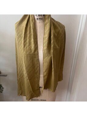 VTG YVES SAINT LAURENT Olive Silk Scarf Made in Japan